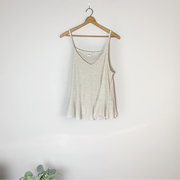 [Old Navy] Women's Ivory Speckled Sleeveless Peplum Tank Top - Picture 1 of 8